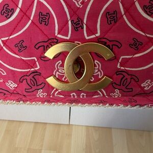 CHANEL Red Quilted Bag with 24kt plated CC logo